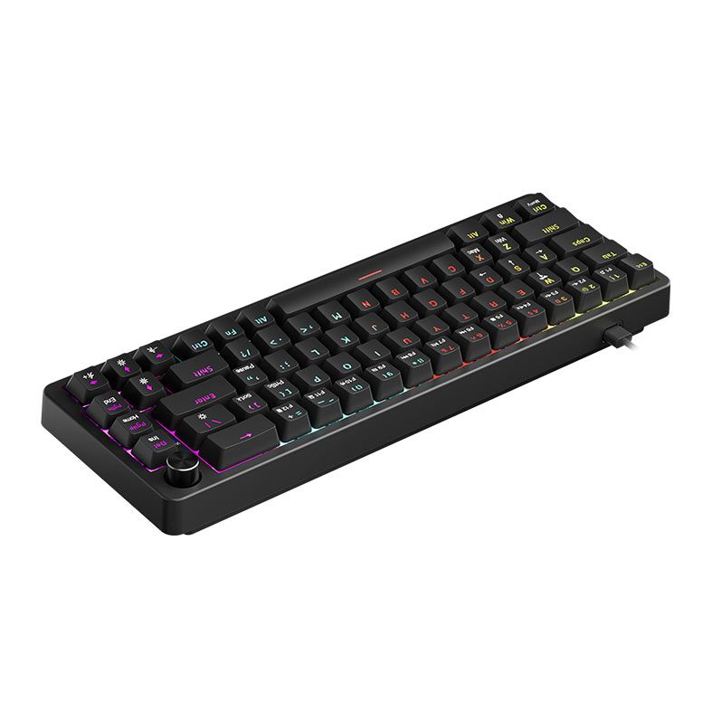 Teclado Mecanico Marvo Arma 67, Rainbow, Switch TNT Peach Linear, Preto, KG935