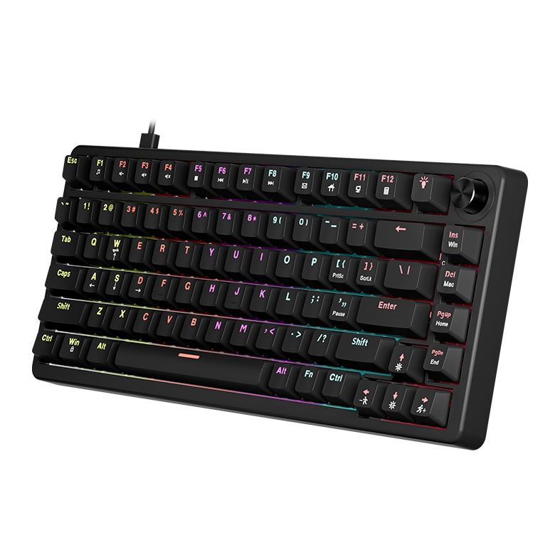 Teclado Mecanico Marvo Arma 82, Rainbow, Switch TNT Peach Linear, Preto, KG936