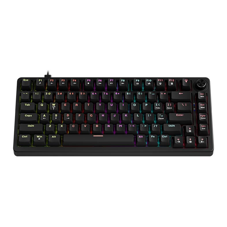 Teclado Mecanico Marvo Arma 82, Rainbow, Switch TNT Peach Linear, Preto, KG936