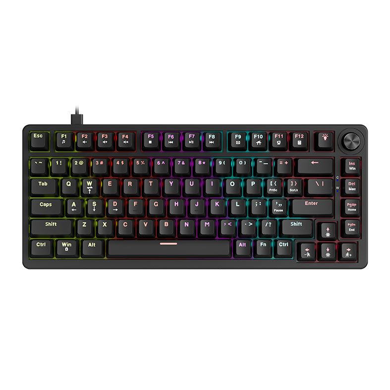 Teclado Mecanico Marvo Arma 82, Rainbow, Switch TNT Peach Linear, Preto, KG936