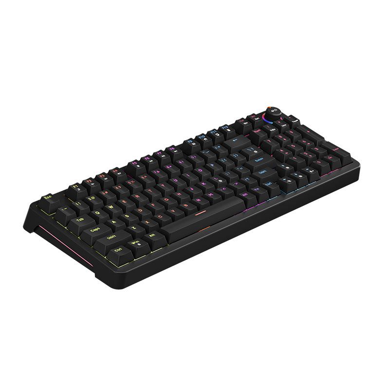 Teclado Mecanico Marvo Arma 98, Rainbow, Switch TNT Peach Linear, Preto, KG937