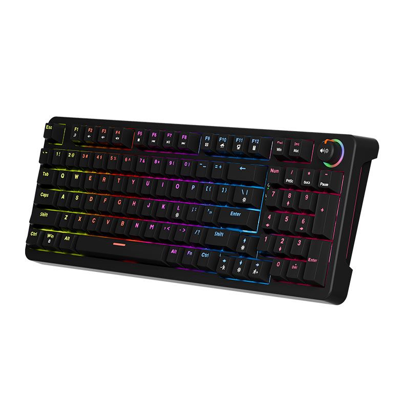 Teclado Mecanico Marvo Arma 98, Rainbow, Switch TNT Peach Linear, Preto, KG937