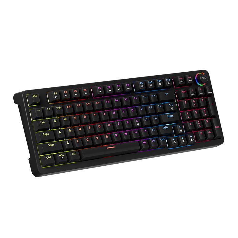 Teclado Mecanico Marvo Arma 98, Rainbow, Switch TNT Peach Linear, Preto, KG937