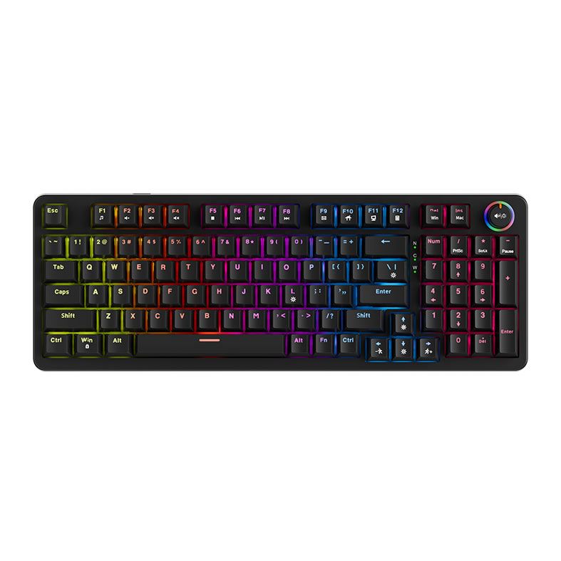 Teclado Mecanico Marvo Arma 98, Rainbow, Switch TNT Peach Linear, Preto, KG937
