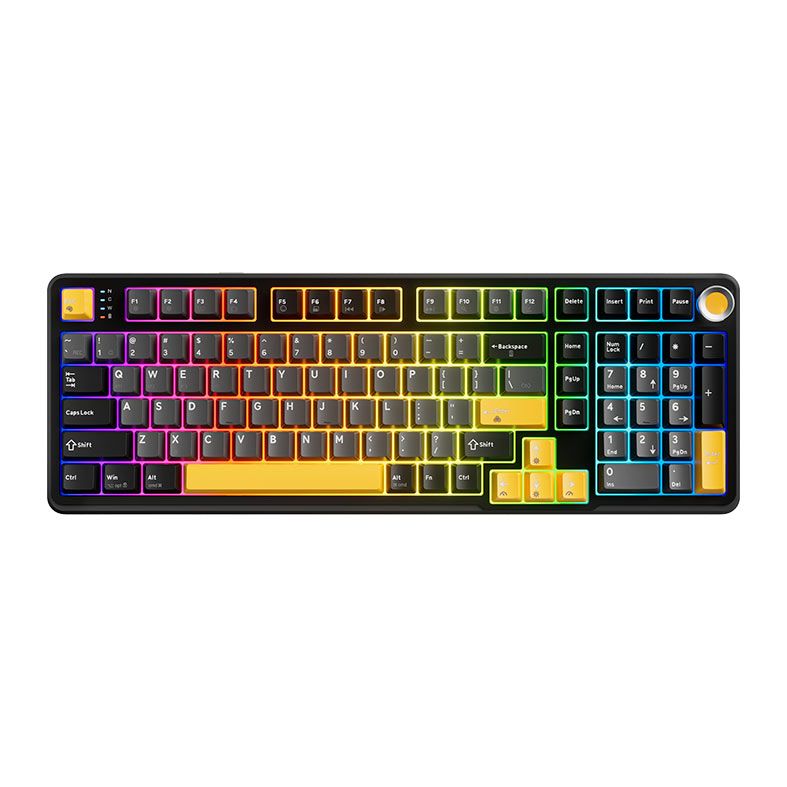 OPENBOX Teclado Mecanico Marvo Titan 98, RGB, Switch Banana Crystal, Tri-Mode, Cinza e Amarelo, KG986W