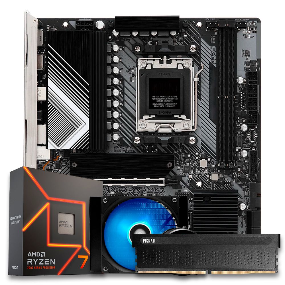 Pichau Kit Upgrade, AMD Ryzen 5 7700X, B650M, 16GB DDR5, Cooler