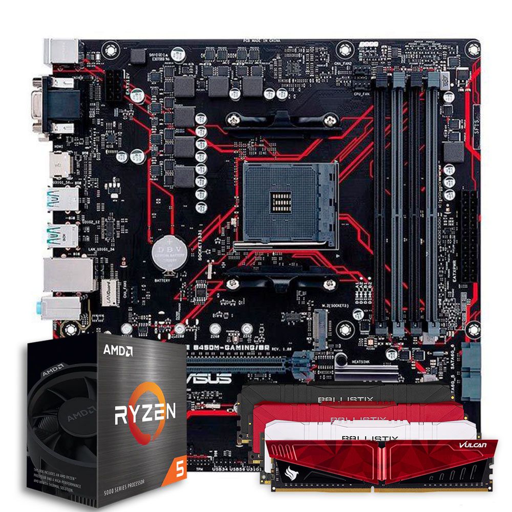 Pichau Kit upgrade, AMD Ryzen 5 5600X, B450M, 8GB DDR4, Cooler
