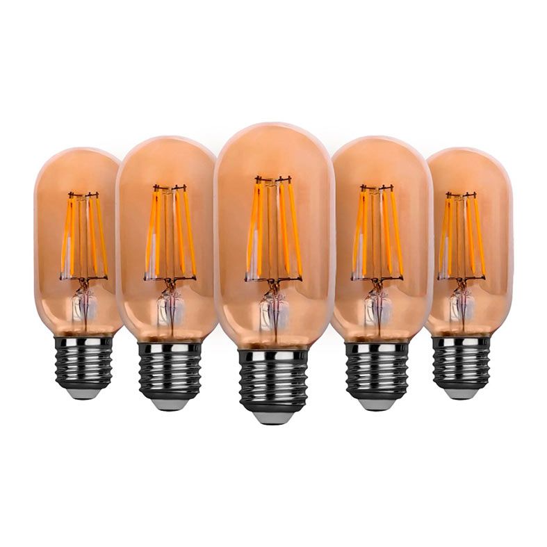 Kit 5 Lâmpadas de Filamento LED Flite T45 Vintage 4W E27 2200K