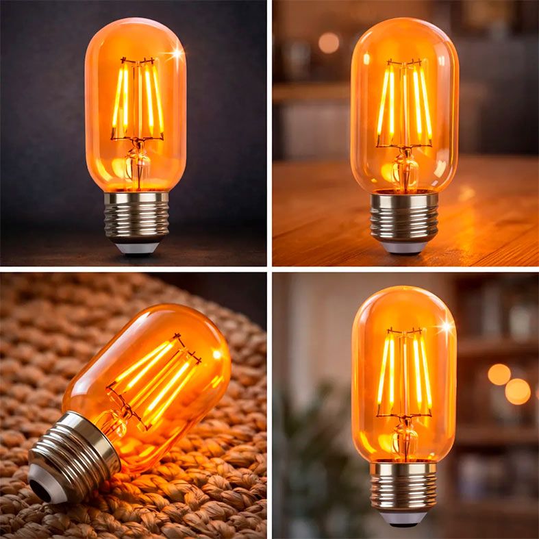 Kit 5 Lâmpadas de Filamento LED Flite T45 Vintage 4W E27 2200K
