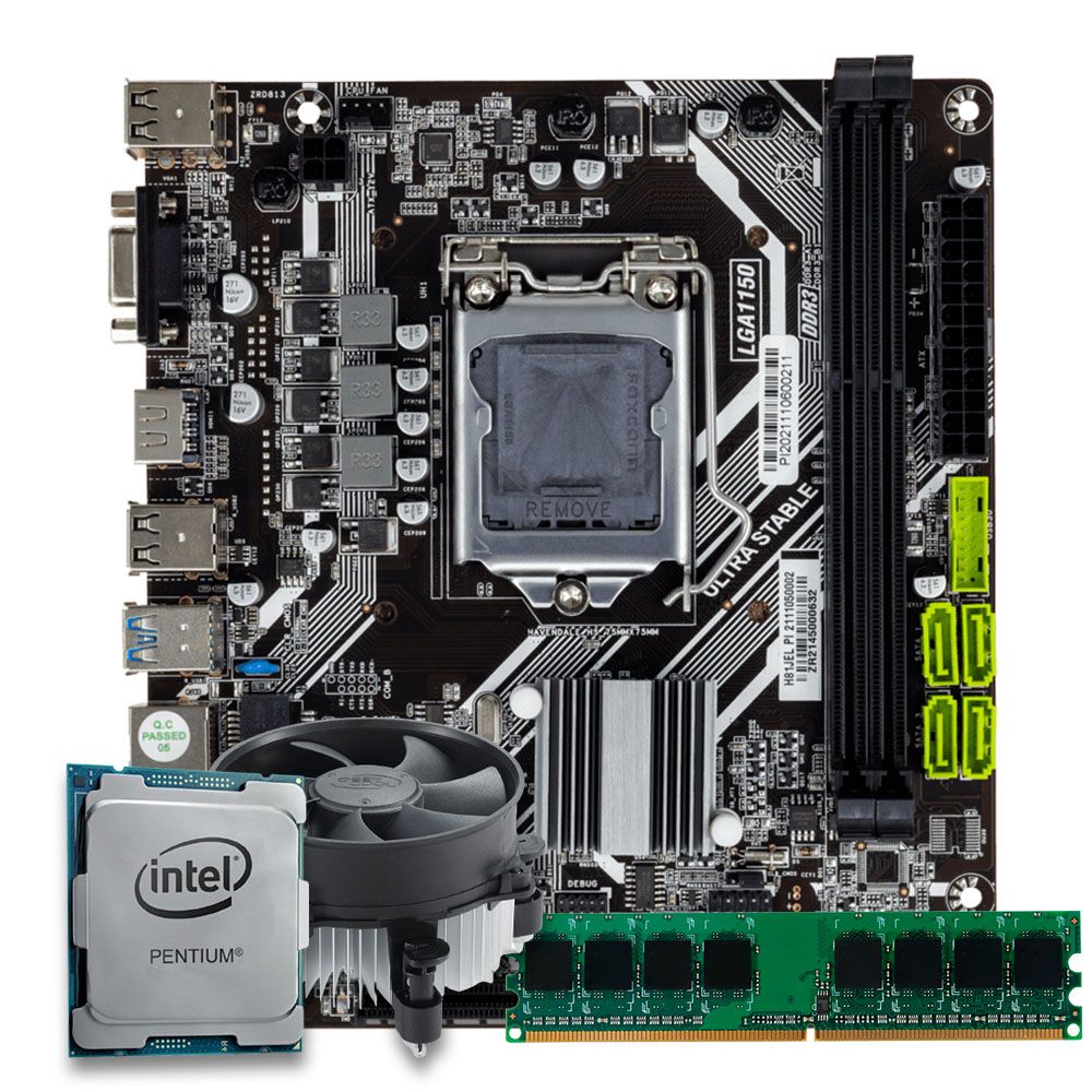 Pichau Kit Upgrade, Intel Pentium G3450, H81, 8GB DDR3, Cooler