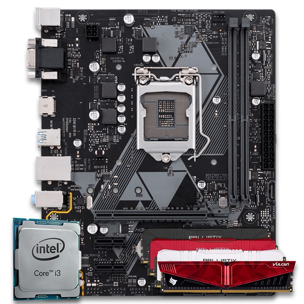 Pichau Kit upgrade, Intel i3-8100, H310M DDR4, 8GB DDR4, Cooler