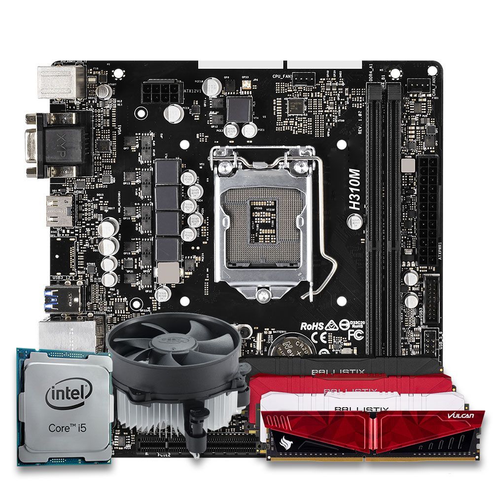 Pichau Kit Upgrade, Intel i5-8600, H310M DDR4, 8GB