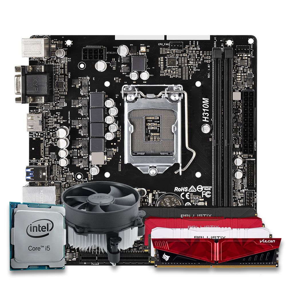 Pichau Kit upgrade, Intel i5-8500T, H310M DDR4, 8GB DDR4, Cooler