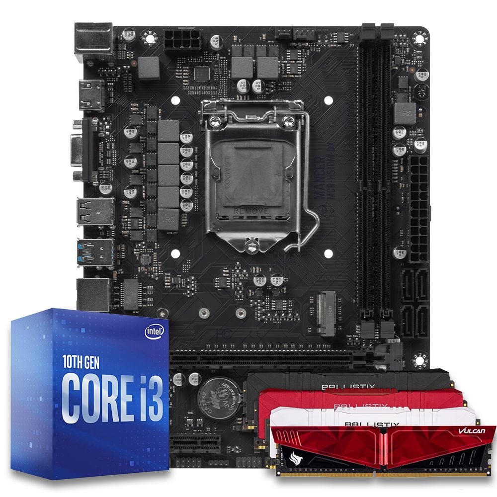 Pichau Kit Upgrade, Intel i3-10100F, H510M DDR4, 8GB DDR4 | Pichau