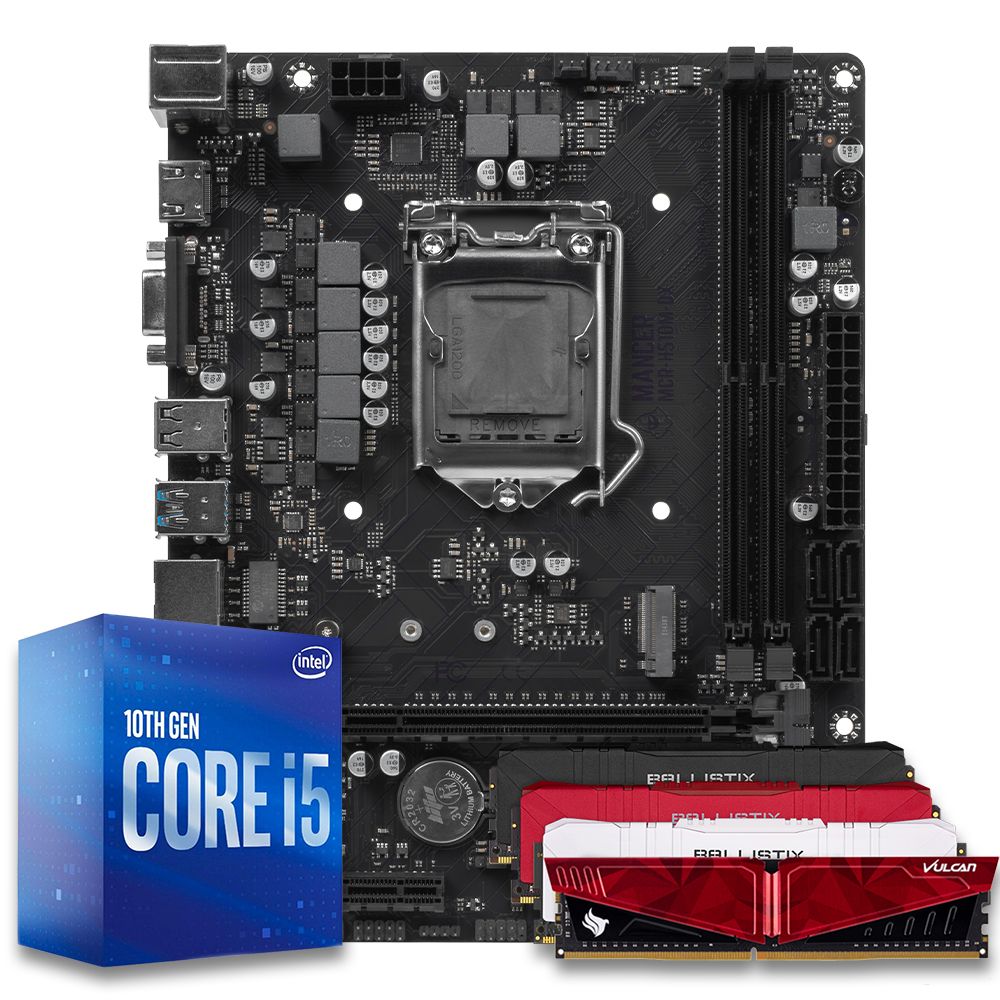 Pichau Kit Upgrade Intel i5-10400, H510M DDR4, 8GB