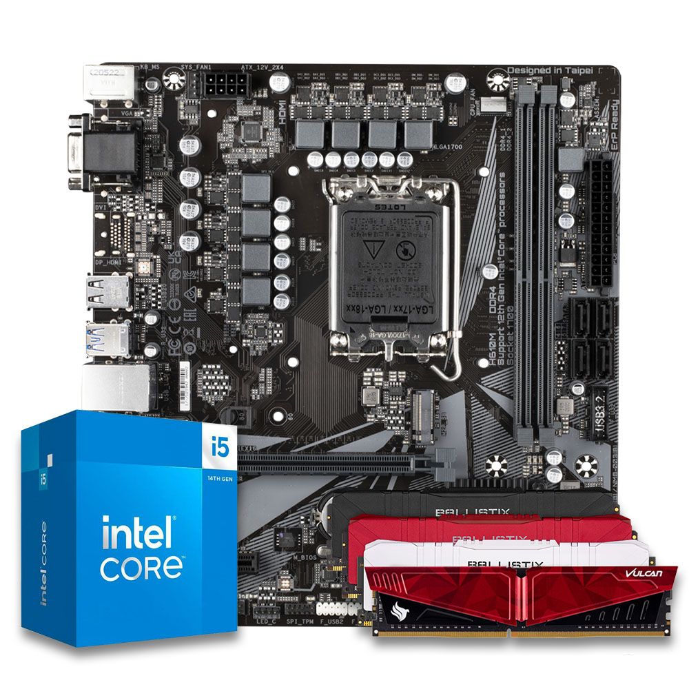 Pichau Kit Upgrade, Intel i5-14400F, H610M DDR4, 8GB