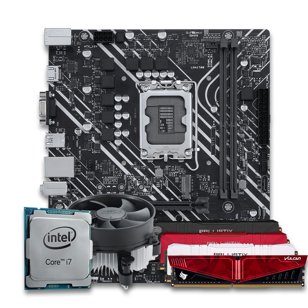 Pichau Kit Upgrade, Intel i7-13700F, H610M DDR4, 16GB DDR4, Cooler