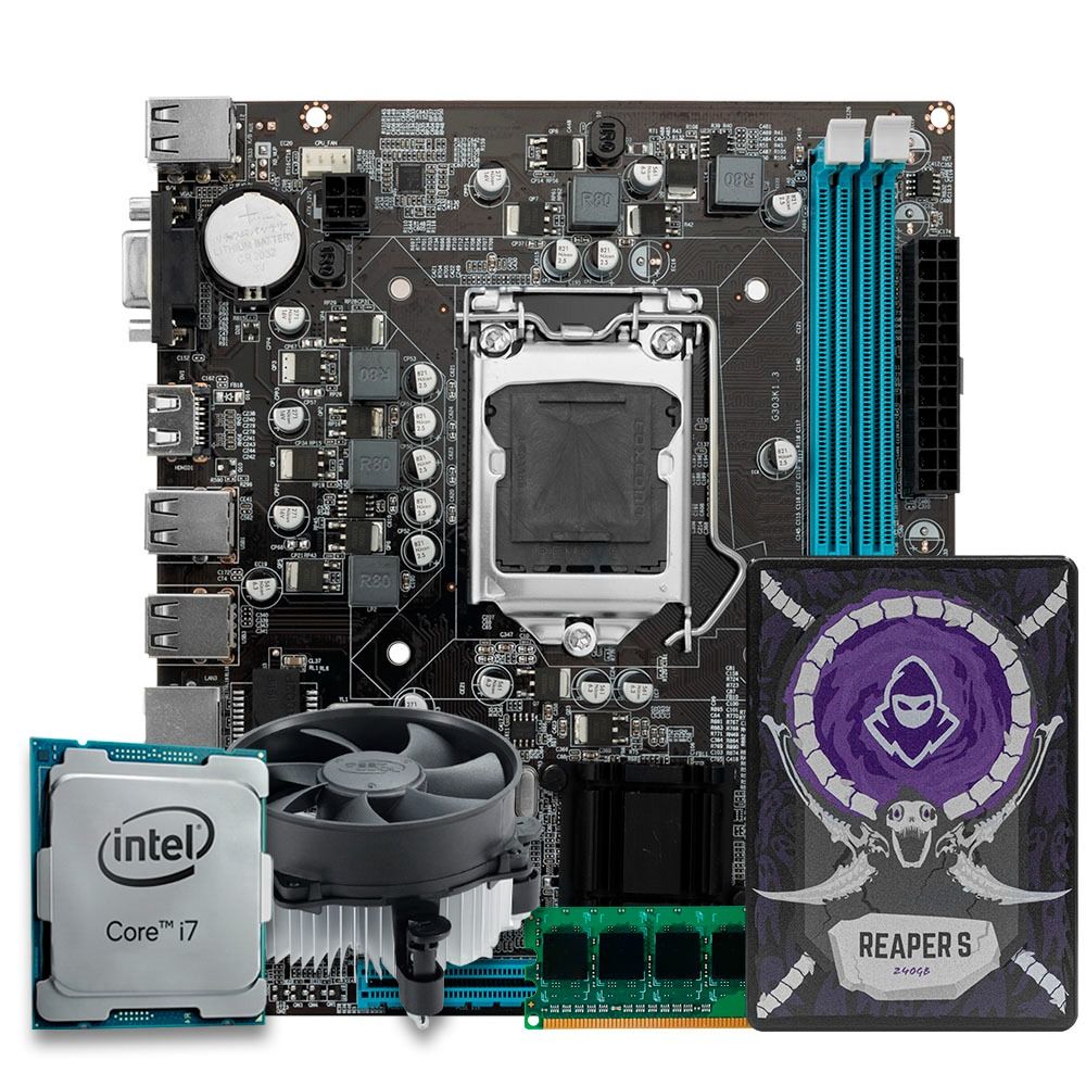 Kit Upgrade Pichau, Intel Core i7-4770S, H81 DDR3, 8GB, SSD 240GB, Cooler