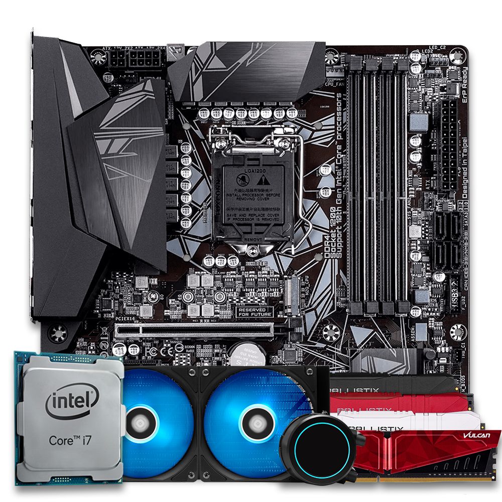 core i 7 10700K Z490 PRIME DDR4 32G セット Pichau Kit Upgrade, Intel i7-10700K, Z490, 32GB DDR4, Water Cooler