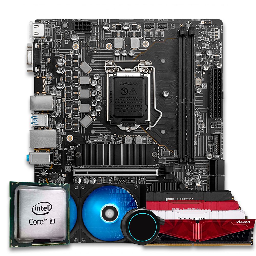 Pichau Kit upgrade, Intel i9-12900KF, B760M DDR4, 16GB DDR4, Water Cooler 240mm
