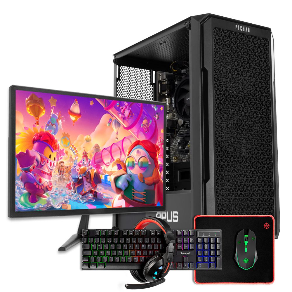 PC Gamer Completo Mancer Thor IX, AMD RYZEN 5 4600G, 16GB DDR4, SSD 480GB + Monitor + Kit Periféricos