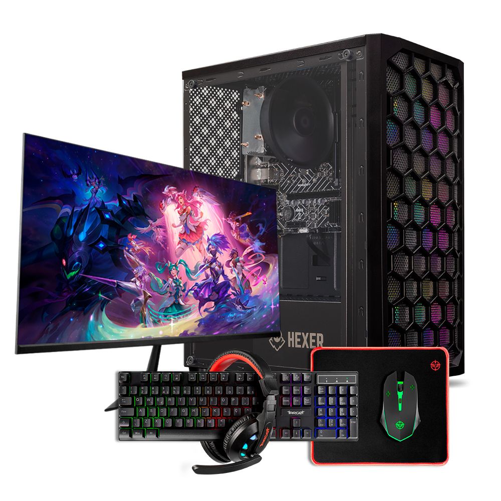 Computador Gamer Completo Pichau Lamia V, AMD Ryzen 5 3400G, 16GB DDR4, SSD 480GB + Monitor + Kit Periféricos