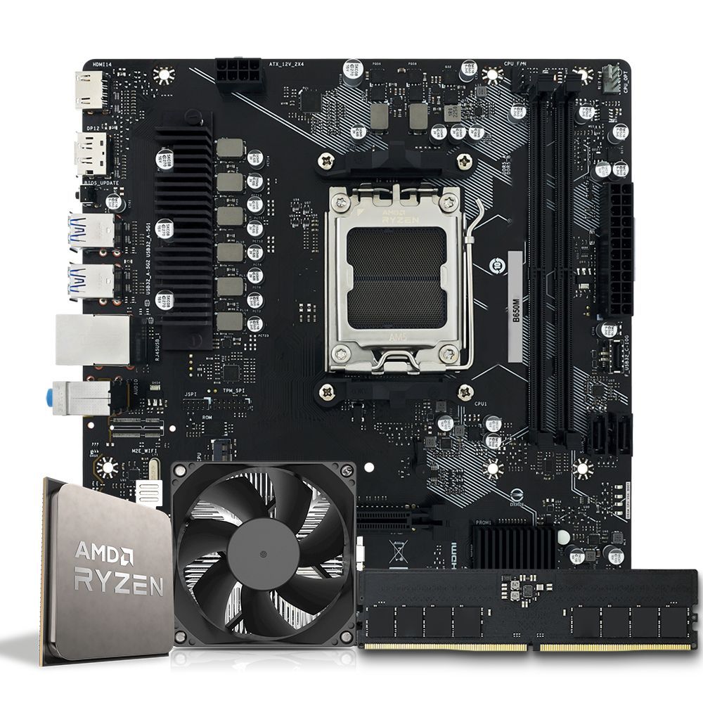 Pichau Kit upgrade, AMD Ryzen 5 7600, B650M, 16GB DDR5, Cooler