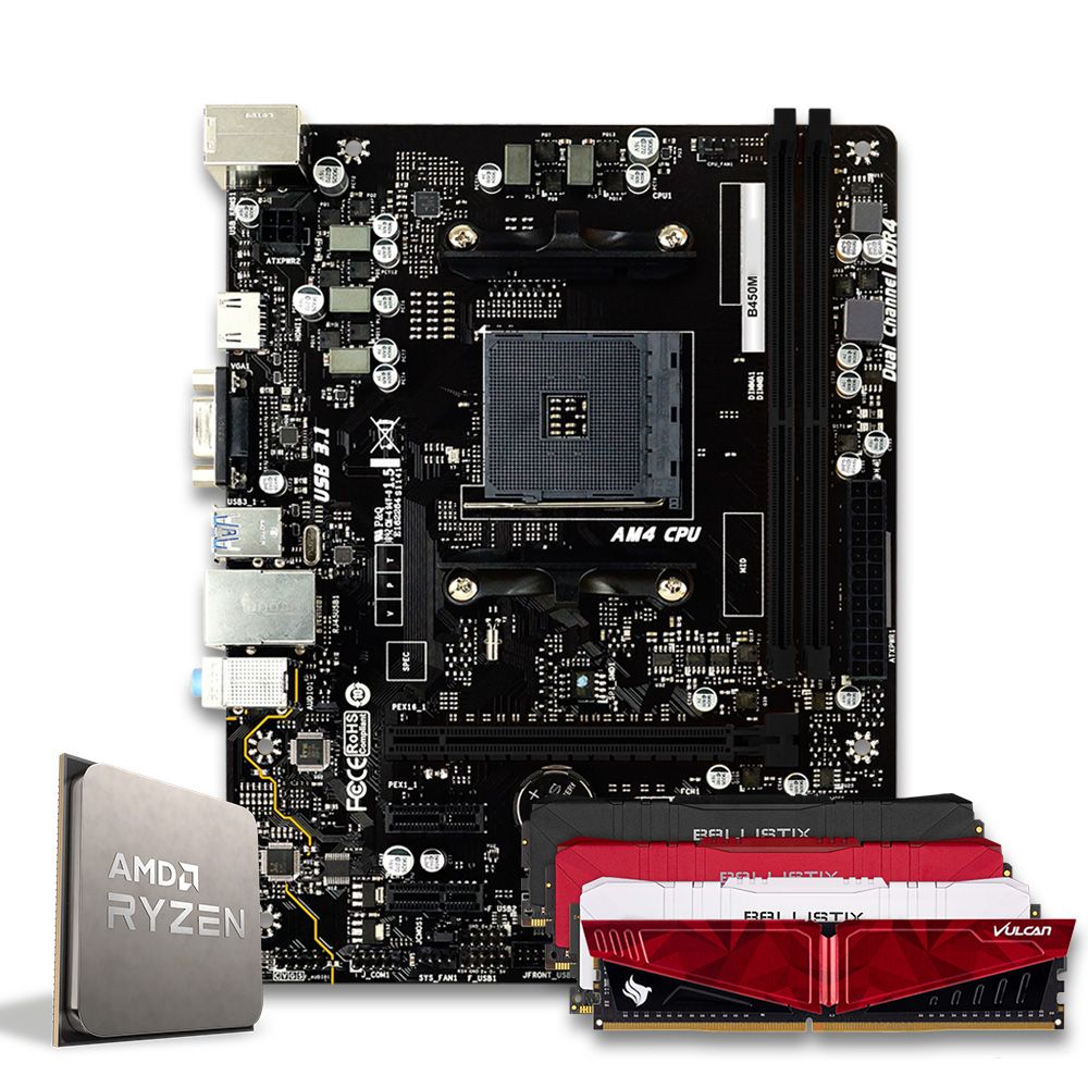 Pichau Kit upgrade, AMD Ryzen 5 3400G, B450 DDR4, 16GB DDR4, Cooler