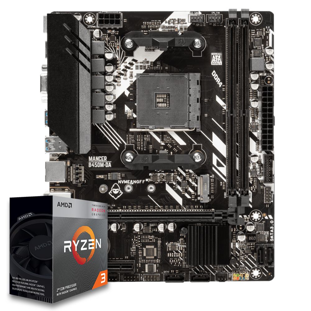 B450M DS3H AMD Ryzen3 3200G DDR4 8G×2 Pichau Kit upgrade, AMD Ryzen 3 3200G, B450M DDR4 | Pichau