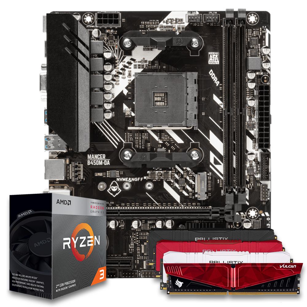 Pichau Kit upgrade, AMD Ryzen 3 3200G, B450M, 8GB