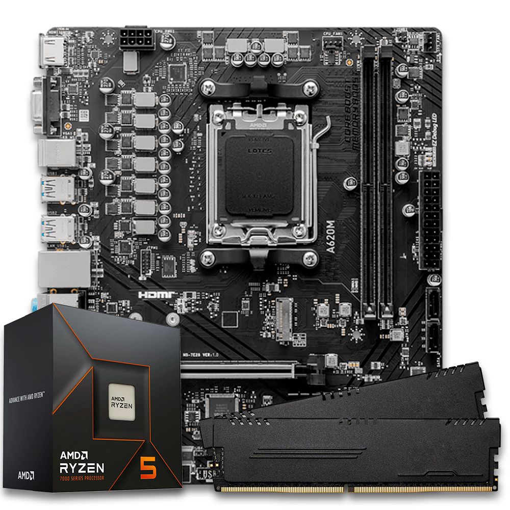 Pichau Kit upgrade, AMD Ryzen 5 7600, A620M DDR5, 16GB