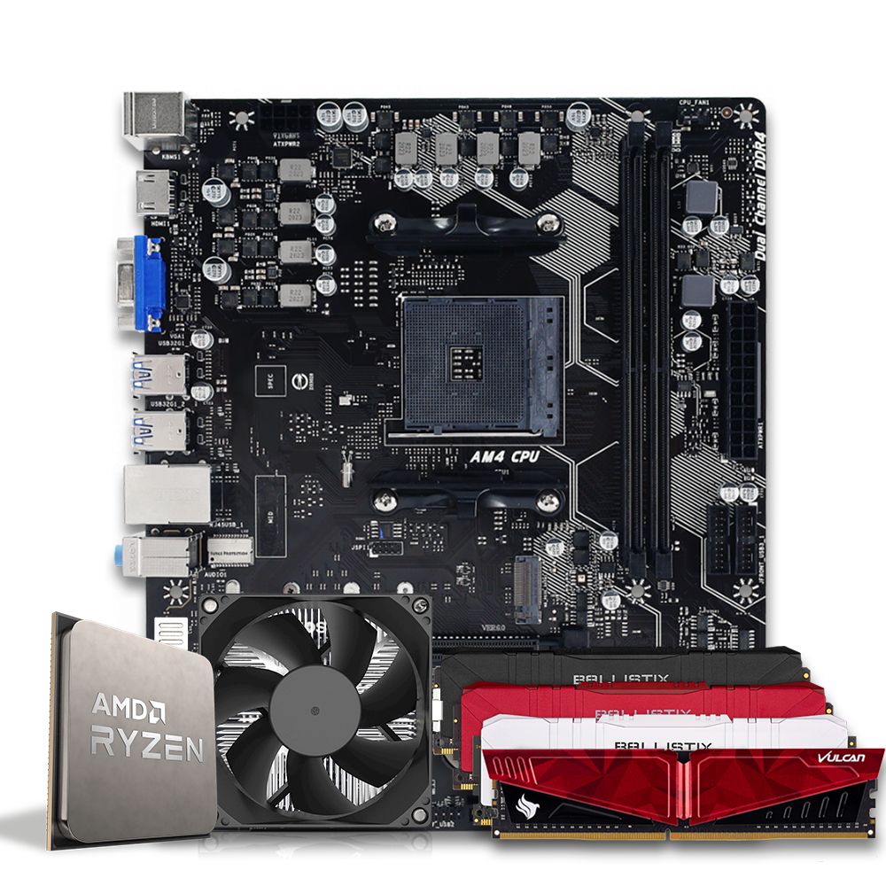 Pichau Kit upgrade, AMD Ryzen 5 4600G, B450M DDR4, 16GB DDR4, Cooler