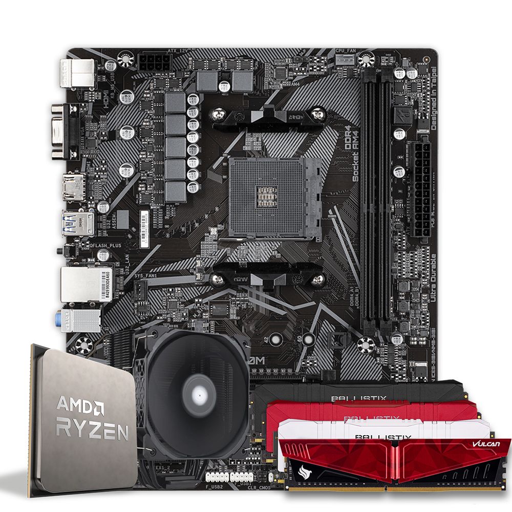 Pichau Kit upgrade, AMD Ryzen 5 5600X, B550M, 8GB DDR4, Sage V2 Black Edition