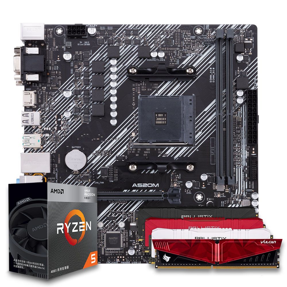 Pichau Kit upgrade, AMD Ryzen 5 4600G, A520M DDR4, 8GB