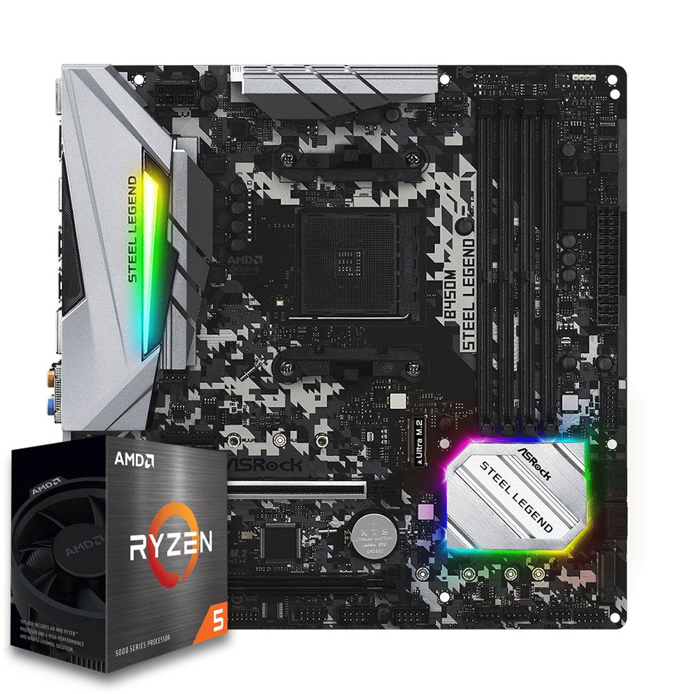Pichau Kit upgrade, AMD Ryzen 5 5600X, B450M Steel Legend DDR4