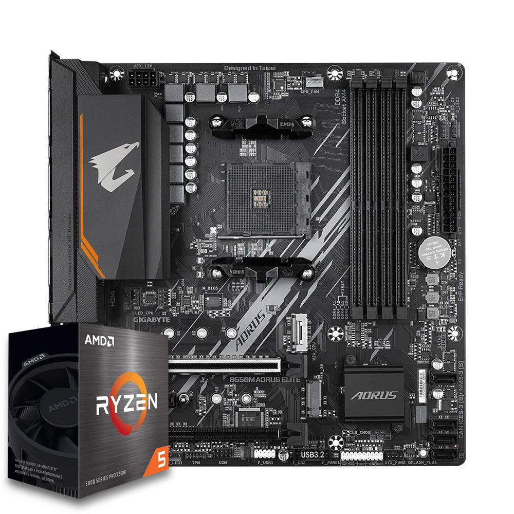 Pichau Kit upgrade, AMD Ryzen 5 5600, B550 Aorus Elite DDR4