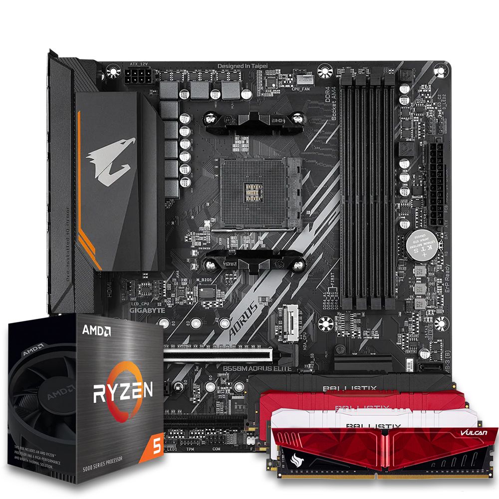 Pichau Kit upgrade, AMD Ryzen 5 5600, B550 Aorus Elite DDR4, 16GB