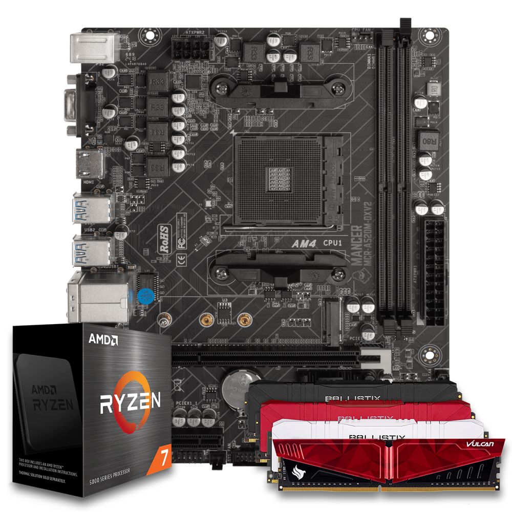 Pichau Kit upgrade, AMD Ryzen 7 5700, A520M DDR4, 16GB