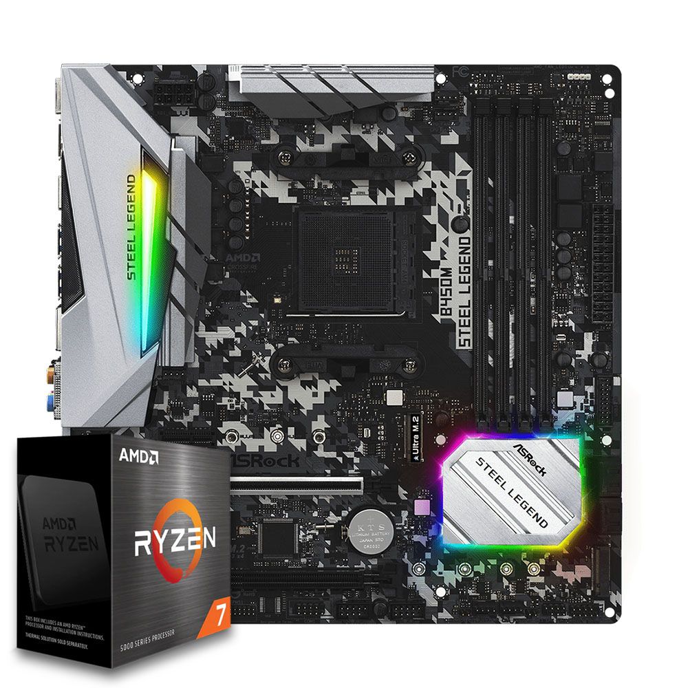 Pichau Kit upgrade, AMD Ryzen 7 5700X, B450M Steel Legend DDR4