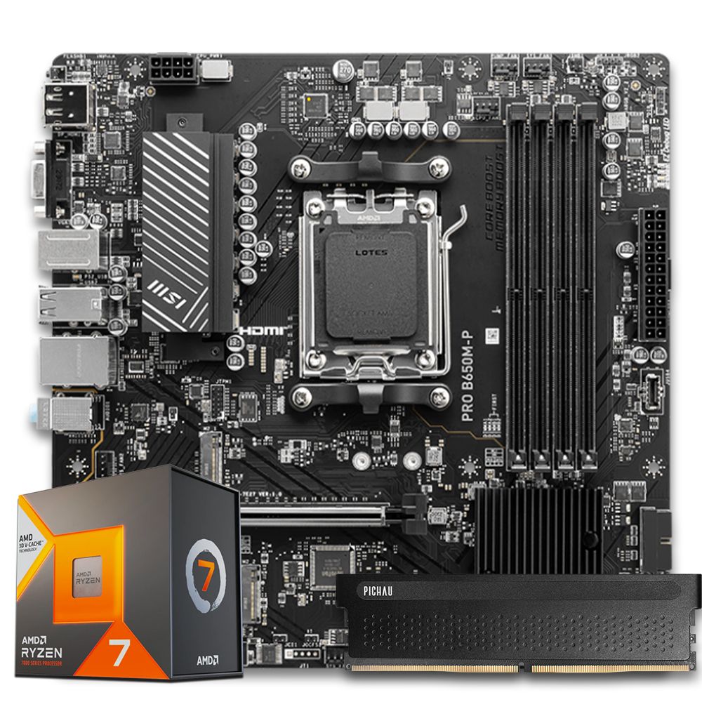 Pichau Kit upgrade, AMD Ryzen 7 7800X3D, B650 DDR5, 16GB