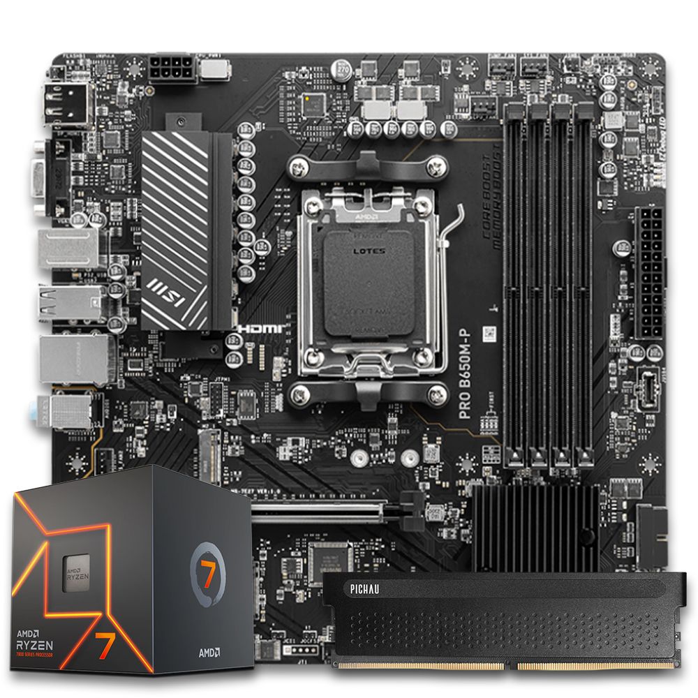 Pichau Kit upgrade, AMD Ryzen 7 7700X, B650M DDR5, 16GB