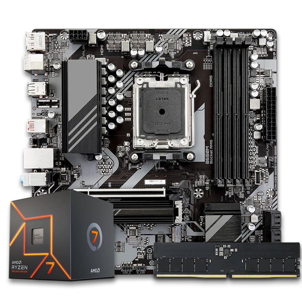 Pichau Kit upgrade, AMD Ryzen 7 7700, B650M DDR5, 32GB | Pichau