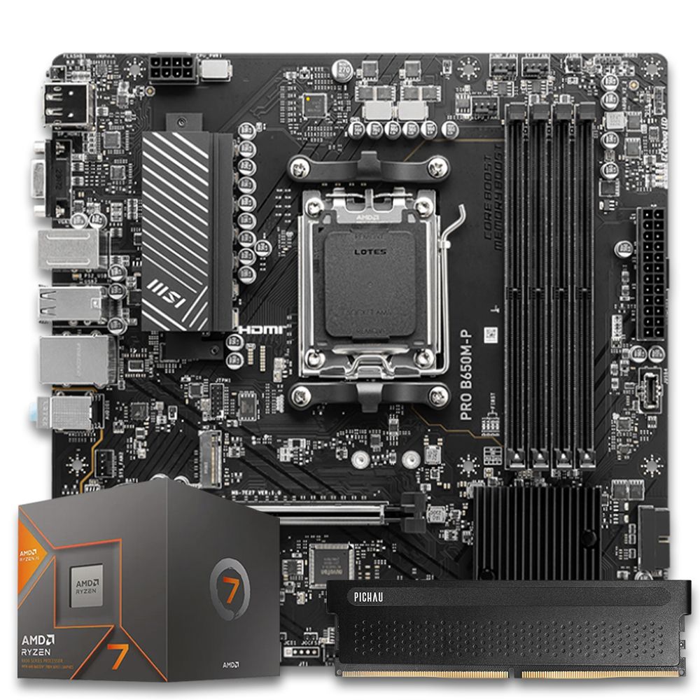 Pichau Kit upgrade, AMD Ryzen 7 8700G, B650M DDR5, 16GB