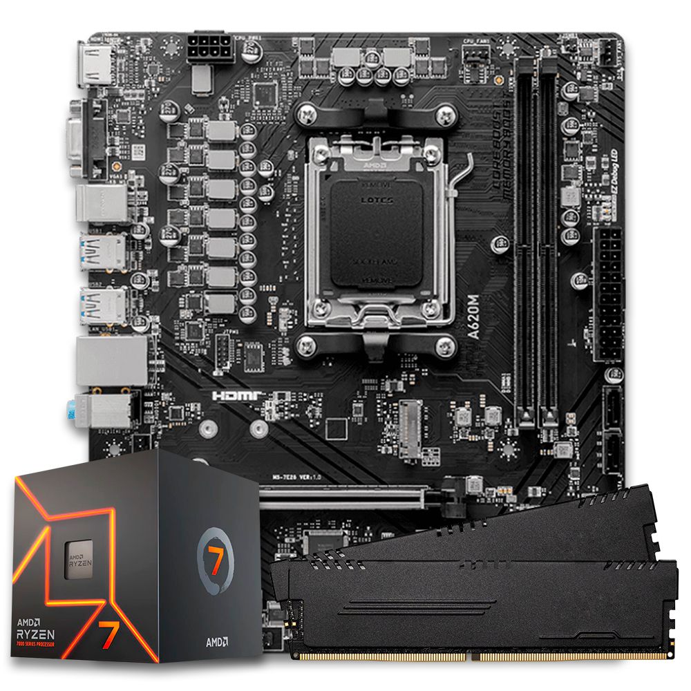 Pichau Kit upgrade, AMD Ryzen 7 8700F, A620M DDR5, 16GB