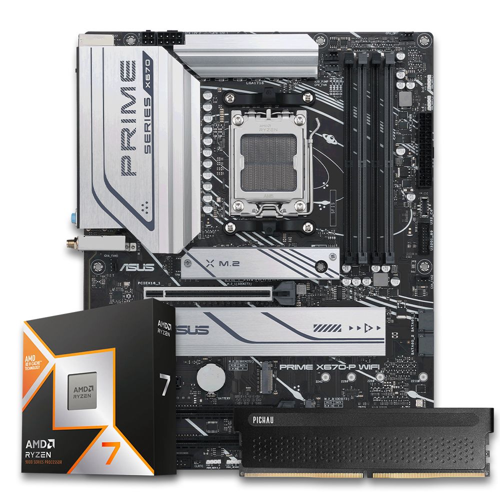 Pichau Kit Upgrade, AMD Ryzen 7 9800X3D, X670 DDR5, 16GB