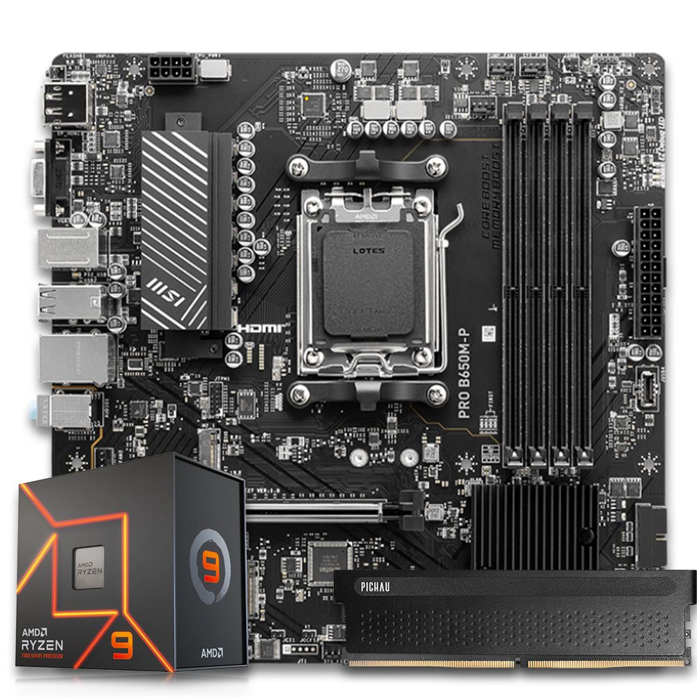 Pichau Kit upgrade, AMD Ryzen 9 7900, B650M DDR5, 16GB