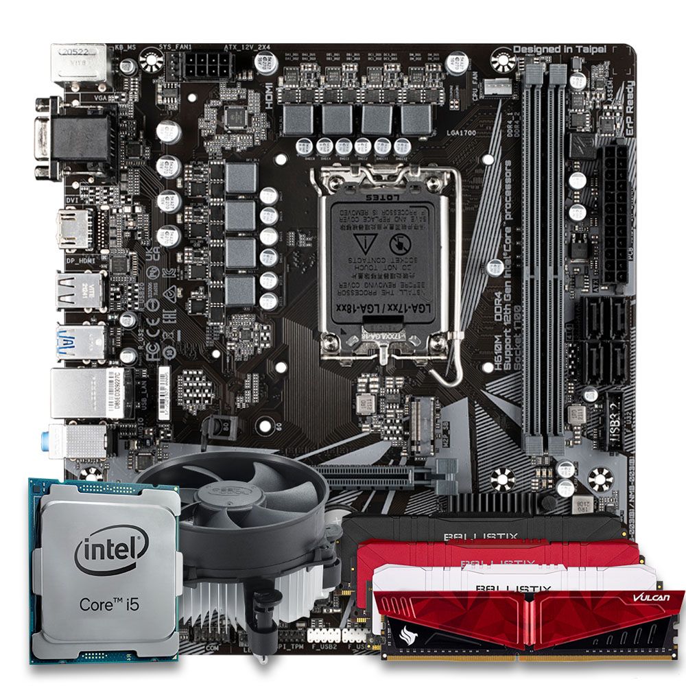 Pichau Kit upgrade, Intel i5-12400F, B760M DDR4, 16GB DDR4, Cooler