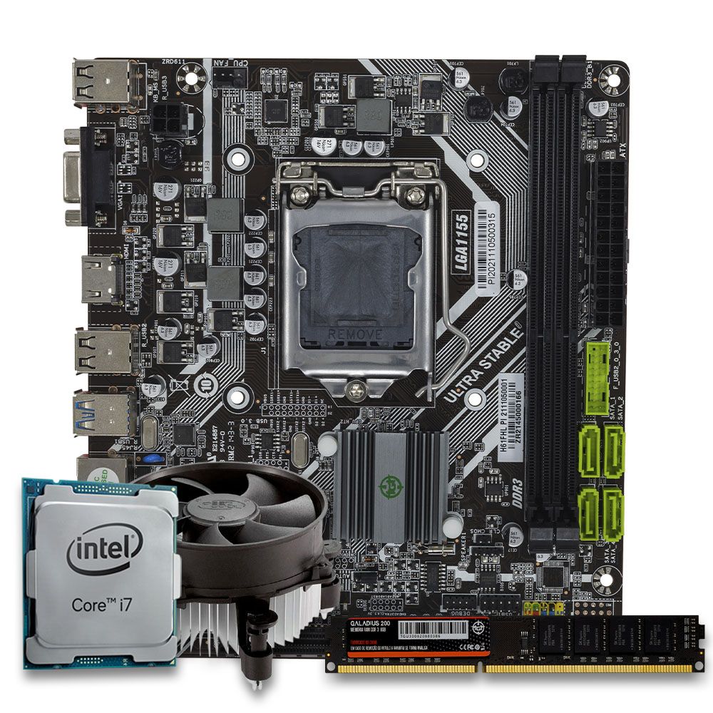 Kit Upgrade Pichau, Intel Core i7-3770, H61 DDR3, 8GB DDR3, Cooler