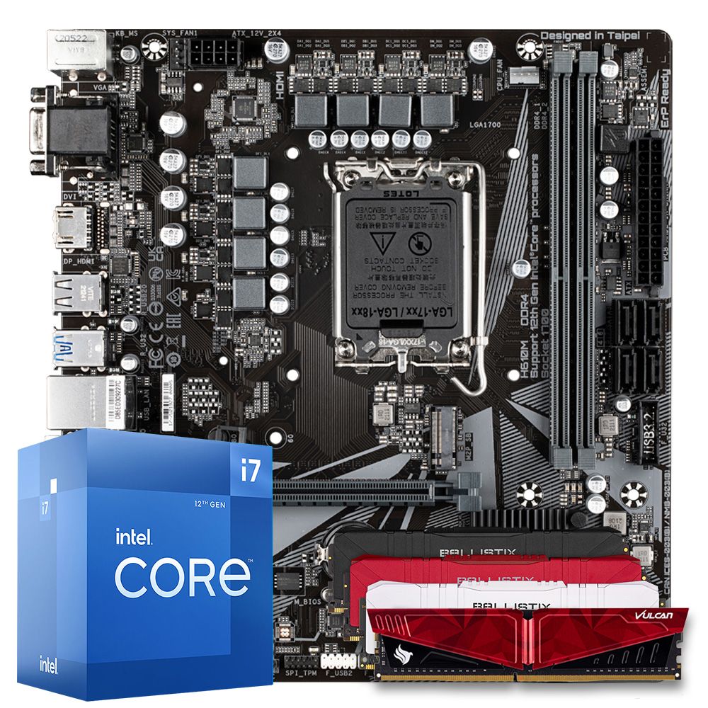 Pichau Kit upgrade, Intel i7-12700F, H610M DDR4, 8GB