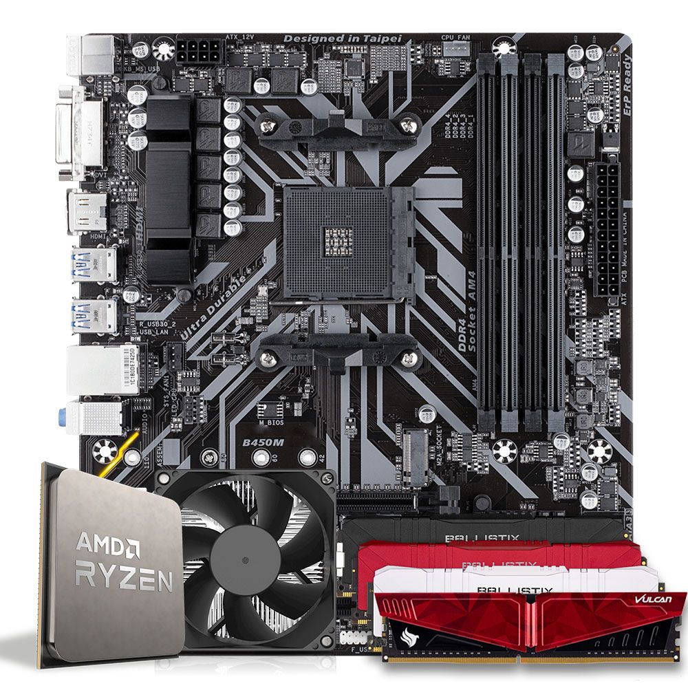 Pichau Kit upgrade, AMD Ryzen 3 4100, B450M, 8GB DDR4, Cooler